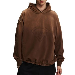 Sweat à capuche marron délavé personnalisé pour fabricant, coupe oversize, épaules tombantes, style streetwear, vierge, grandes tailles pour hommes - Product Image 6