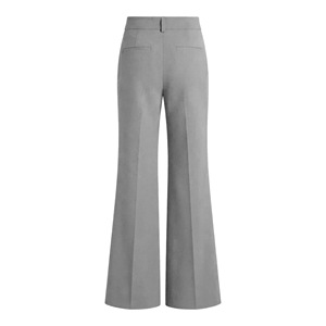 Pantalon évasé taille haute couleur unie longueur totale infroissable élégant pour l'automne avec fermeture éclair en tissu tissé - Product Image 2