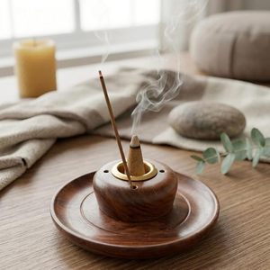 Caja para quemar incienso en forma de cono, color marrón, tamaño mediano, soporte para Agarbatti con recogedor de cenizas, caja de incienso de madera para el hogar, la oficina y la meditación - Product Image 2
