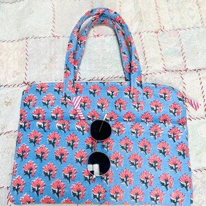 Lovely Textile Cosmetic Bag With String Closure Blue Pink Floral Pattern <b>Medium</b> Size Multi-Function Portable Travel Case - Product Image 5