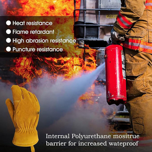 Gants de travail de sécurité en cuir de vachette à manchette droite, usage général, résistants à l'abrasion, antidérapants, vente chaude - Product Image 4