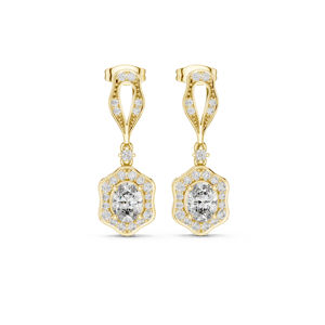 Pendientes de Diamantes Cultivados en Laboratorio, Redondos y Ovalados, en Oro Blanco de 14K para Mujer |   Diamante Cultivado Nuevo - Product Image 5