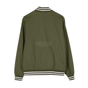 Chaquetas Varsity Clásicas Ligeras de Color Verde Oliva con Ribetes, MOQ Bajo, Diseño Personalizado, Chaquetas de Béisbol - Product Image 2