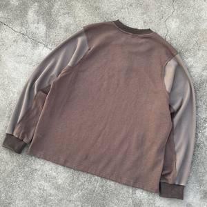 SEMETAL Men's <b>Long</b> <b>Sleeve</b> T-Shirt Embroidered Logo O-Neck Knitted Regular Fit Casual <b>Brown</b> <b>Top</b> - Product Image 4
