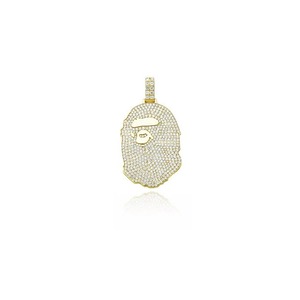 Pendentif en Argent Sterling 925 Plaqué Or Rose, Micro-Pavé Moissanite, Breloque Visage Iced Out, Bijou Unisexe Hip Hop pour Fête - Product Image 1