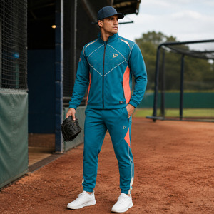Ensemble de survêtement de baseball à fermeture éclair intégrale avec pantalon fuselé, uniforme d'entraînement pour équipe sportive - Product Image 4