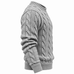Suéter de Cuello Redondo Texturizado para Hombre con Costura Trenzada Vertical, Logotipo Personalizado, Proveedor Mayorista, Ropa al por Mayor para Importadores - Product Image 3