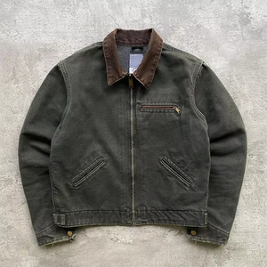 Veste trench en toile pour homme avec col rabattable, fermeture éclair, coupe classique, vêtement d'extérieur - Product Image 3