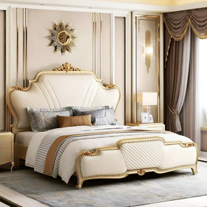 Base de Cama Tapizada de Lujo Neoclásica, Madera de Caoba Sólida, Muebles de Dormitorio Personalizados para Apartamento - Product Image 2