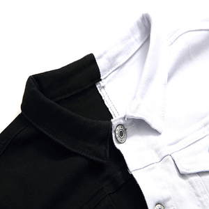 Custom Button up Solid <b>Men</b> Jackets Color Black and White OEM Wholesale Fashionable <b>Men</b> Denim <b>Jean</b> Jacket - Product Image 3
