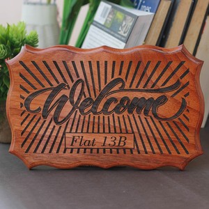 Letrero de Bienvenida Personalizado de Madera de Abedul |   Decoración para el Hogar Grabada con Láser |   Venta al por mayor - Product Image 2