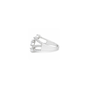 925 Sterling Silver CZ Engagement <b>Ring</b> Round Brilliant Cut Pave Setting Geometric Design Romantic Style Women's Fine Jewelry - Product Image 3