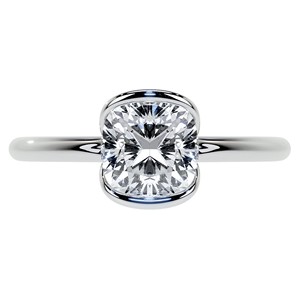 <b>Cushion</b> Cut 1.25 Carat Moissanite Engagement Ring Half Bezel Set Solitaire Promise Ring 10K White Gold Ring <b>For</b> Her - Product Image 2