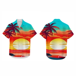 Chemise de vacances côtière pour homme en polyester à imprimé numérique, décontractée, pour les vacances à la plage, légère, collection estivale haut de gamme - Product Image 5