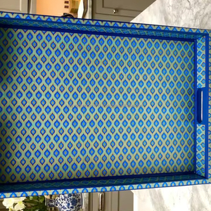 Touch of Rustic Charm Bandeja de servicio de madera de la India para alojamiento-Bandeja de mesa - Product Image 1