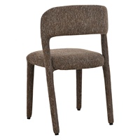 Silla de Comedor Tapizada con Estructura Metálica Resistente, Diseño Contemporáneo con Respaldo Alto y Brazos, Tela de Microfibra, Ideal para Apartamentos Modernos