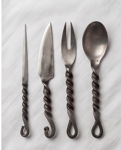 <b>Vintage</b> Metal Flatware Set With Twisted Handles Matte Finish <b>Cutlery</b> For Wedding Use And Tabletop Use - Product Image 1