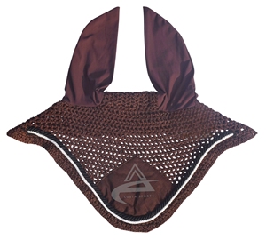 Costa Sports Horse Ear <b>Bonnet</b> with Rope Closure Custom Embroidery Logo Brown Fly <b>Bonnets</b> Nylon /Cob Full Size - Product Image 1