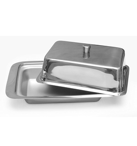 Caja/plato para mantequilla de acero inoxidable de diseño clásico, ideal para la mesa del desayuno en casa, buen producto para el uso diario. - Product Image 1