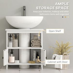 Armadio moderno a doppio piedistallo con lavabo bianco con mensole per bagno da bagno - Product Image 5