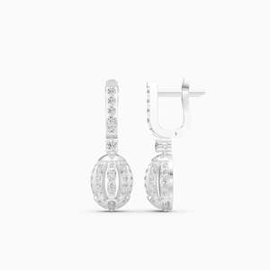JEWELLERY PLANET Boucles d'oreilles créoles de luxe en or 10K, diamant taille coussin, sertissage clos vintage, design couronne bohème, unisexe, mariage - Product Image 2