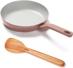 Poêle à frire en fonte antiadhésive avec manche en bois, compatible induction, ustensile de cuisine - Product Image 6