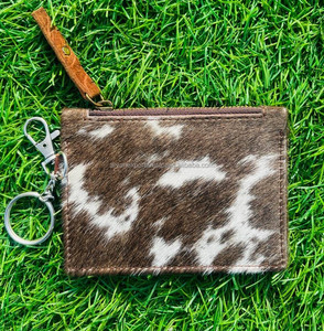 Recién llegado, monedero y tarjetero de piel de vaca hecha a mano auténtica, tarjetero bonito y monedero con llavero - Product Image 3