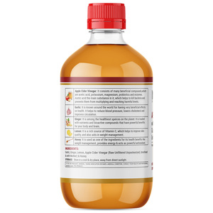 Vinaigre de cidre de pomme avec la mère 500 ml, cru, non filtré et non pasteurisé, avec ail, gingembre, citron et miel - Product Image 2