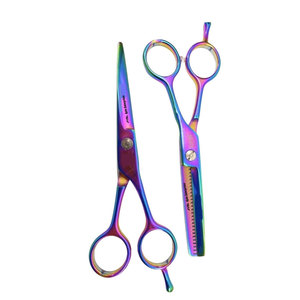 Ensemble professionnel de ciseaux de coiffure violets en acier inoxydable pour la coupe et l'effilage des cheveux, pour barbier et coiffeur - Product Image 1