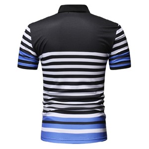 Black <b>White</b> Yellow Geometric Print Short Sleeve <b>Polo</b> Shirt Slim Fit Casual Woven Polyester Breathable Design - Product Image 3