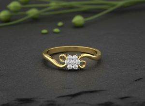 Anillo de Racimo de Flores con Diamantes Cultivados en Laboratorio VVS1 de Oro de 10k Hecho a Mano, Joyería Delicada Directo de Fábrica - Product Image 3