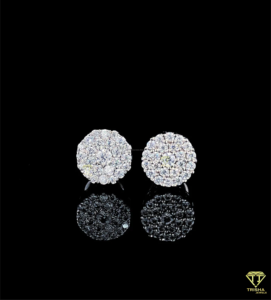 Iced Out Round Lab Grown Diamond Earrings In 925 Sterling <b>Silver</b> Luxury Style - Product Image 1