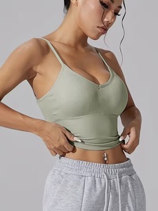 เสื้อชั้นในออกกำลังกายแบบมีสายสปาเก็ตตี้สำหรับผู้หญิง |   เสื้อชั้นในออกกำลังกายแบบไร้ตะเข็บลายริบ |   บราเล็ตแบบเปิดหลังแห้งเร็วสำหรับออกกำลังกาย - Product Image 4