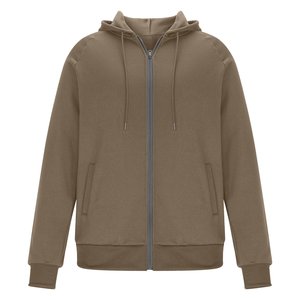 Sweat-shirt à capuche pour homme Coupe classique Couleur unie Tissu tricoté Style décontracté Marron - Product Image 1