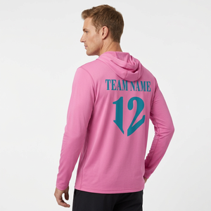 Sudadera con Capucha Personalizada al por Mayor con Logotipo y Número, Color Rosa, de Secado Rápido, para Calentamiento de Baloncesto, con Rayas - Product Image 2