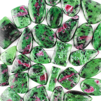 Cabochons ovales en zoïsite rubis naturel, à dos plat, certifiés par un tiers pour la lithothérapie et la création de bijoux DIY, cristaux verts 20mm+