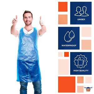 1000 Pack Blue <b>Disposable</b> Plastic <b>Aprons</b> for Adults 28 X 46 Inch Waterproof Lightweight 1.0 Mil for Food Service Cleaning - Product Image 4