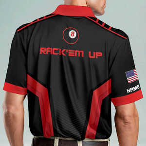 เสื้อทีมบิลเลียดพิมพ์ลายดิจิตอลแบบซับลิเมชั่นสำหรับผู้ชาย ออกแบบเองได้ตามสั่ง (OEM) สำหรับการแข่งขันโต๊ะพูล - Product Image 4