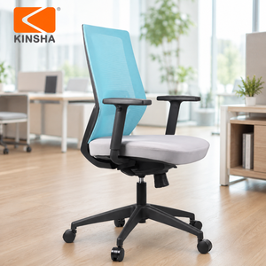 Chaise de bureau exécutive KINSHA en maille, accoudoirs réglables, pivotante, soutien lombaire, design ergonomique contemporain, base en plastique, dossier ouvert - Product Image 1