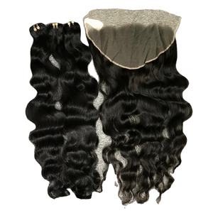 ด้านหน้าลูกไม้ผมมนุษย์ดิบพร้อมกลุ่มคลื่นธรรมชาติ 13x4 ลูกไม้ HD เต็มชุดด้านหน้าชุดเต็มชุดการโยกผมความหนาแน่น 200 - Product Image 1