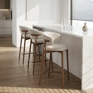 Fauteuil de salon moderne en laine rembourrée avec dossier incurvé, structure en bois et repose-pieds pour la maison, le bureau et le salon - Product Image 1
