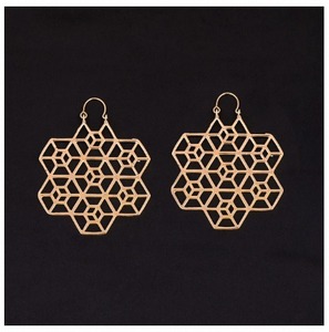 66x60MM <b>Size</b> Round Shape Chandbaali Design Trendy Brass Material Gold Plated Fashion Hoop Earrings for Sale Export - Product Image 4