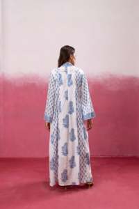 Vestido Largo Maxi Estampado Floral para Mujer, Manga Larga, Estilo Boho, Algodón, Corte Holgado, Cuello en V, Verano, Casual, Bordado a Mano, Tejido - Product Image 6