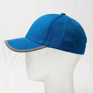 Gorra de Béisbol Azul de 6 Paneles con Ribete Gris, Ajustada, Unisex, Informal, de Color Sólido, Tela Twill, para Primavera/Verano - Product Image 3
