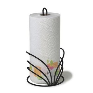 Modern Gold Metal Paper <b>Towel</b> <b>Holder</b> Freestanding Countertop Tissue Roll Stand with Spring Arm - Product Image 4
