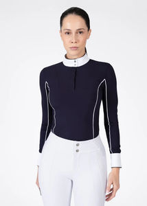 เสื้อเชิ้ตสำหรับนักขี่ม้าหญิง คุณภาพสูง เนื้อผ้านุ่มสบาย ออกแบบมาเพื่อความยืดหยุ่นและความสง่างามในการขี่ม้า เสื้อเชิ้ตสำหรับนักขี่ม้าหญิง - Product Image 4