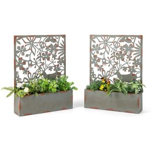 Set di 2 Fioriere Rialzate Decorative con Tralicci per Vasi e Fioriere - Product Image 1