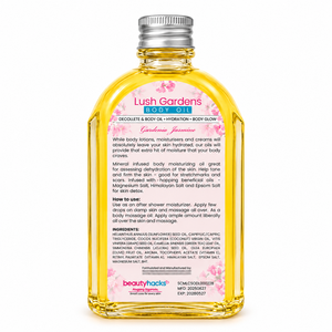 Beautyhacks LushGardens Body <b>Oil</b> 200ml Gardenia Jasmine Moisturizer for Decollete & Body <b>Glow</b> - Product Image 2
