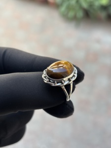 <b>Tiger</b> <b>Eye</b> Gemstone Natural Gemstone Handmade <b>Ring</b> Simple Solid 925 Sterling Silver Jewelry Sterling Silver 925 Stamped <b>Ring</b> - Product Image 5