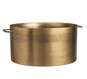 Luxury pedestal ice bucket finished in <b>brushed</b> gold with a wavy, modern rim. Available at wholesale price. - Product Image 5